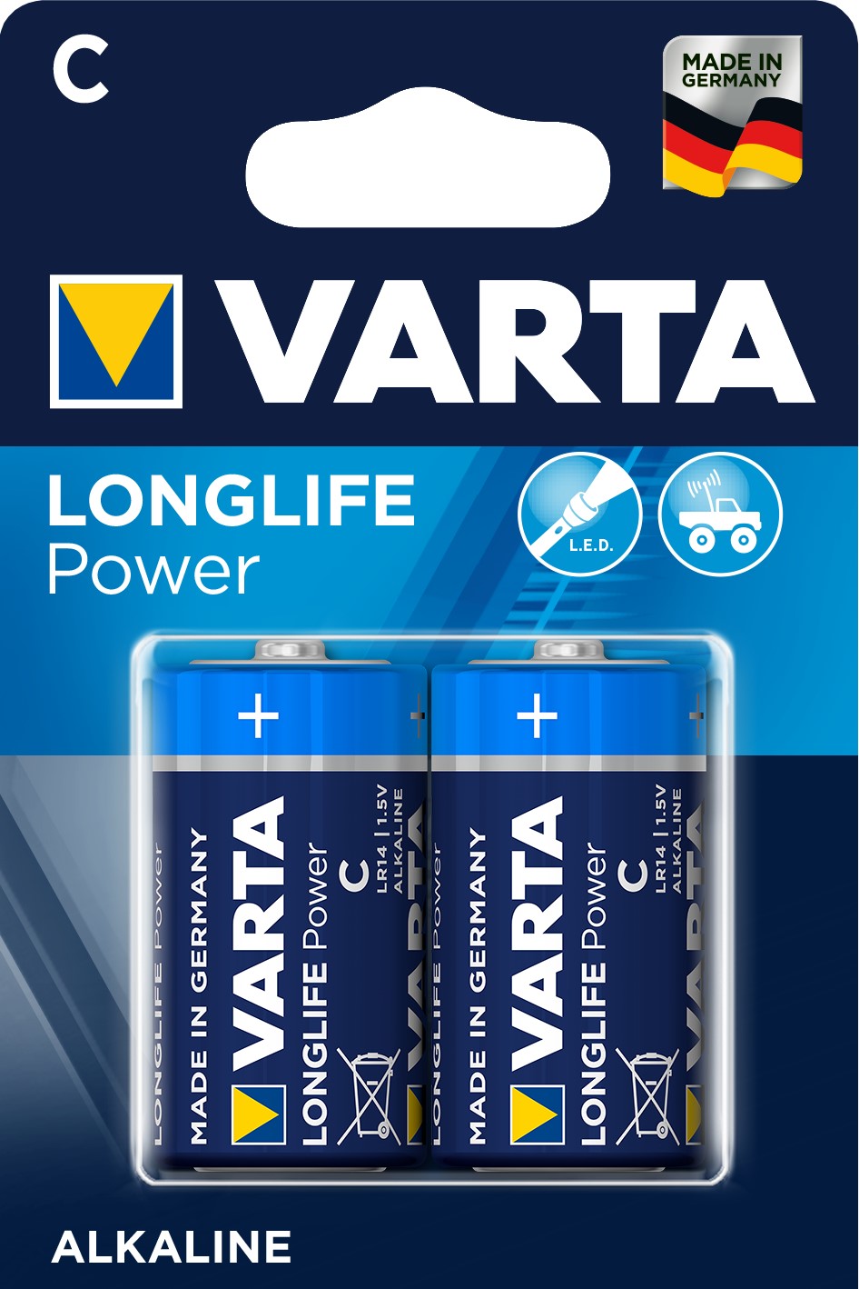 VARTA LONGLIFE POWER Pile alcaline C/LR14 x2 - Vaica - spécialiste batteries