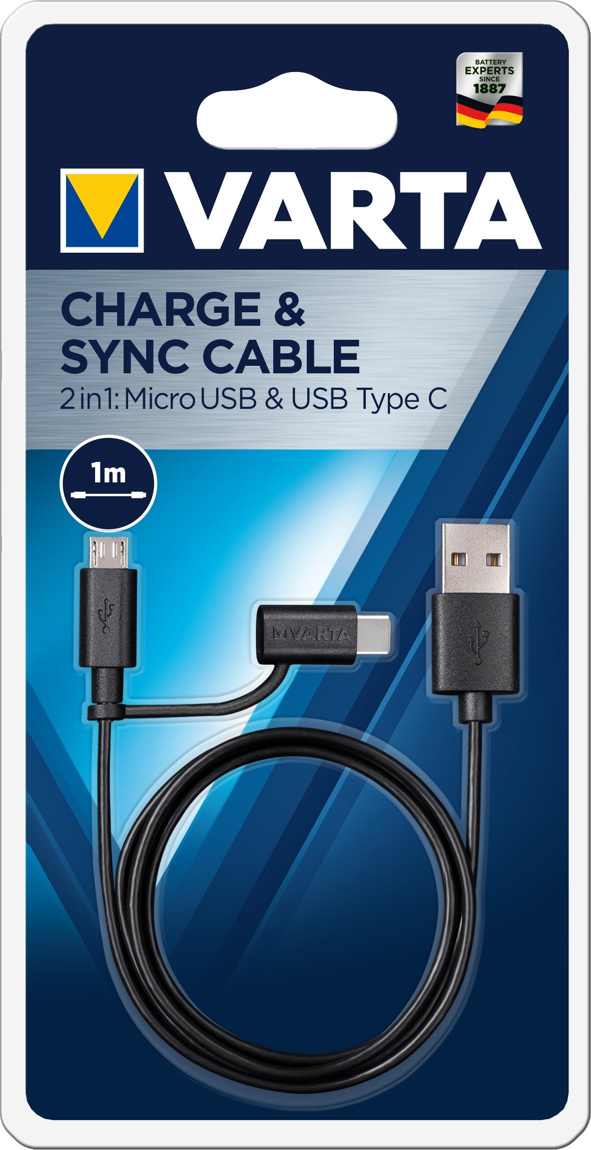 VARTA CABLE USB in / micro usb et usb type C out VARTA